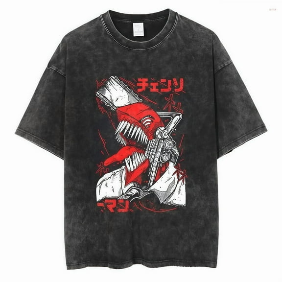 Chainsaw Man Men's Cotton Summer T-Shirts Vintage Tee Loose Fit Short Sleeve Casual Tshirts for Men Women 2XL