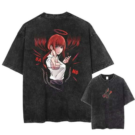 Chainsaw Man Men's Cotton Summer T-Shirts Vintage Tee Loose Fit Short Sleeve Casual Tshirts for Men Women 3XL