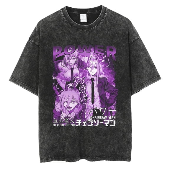 Chainsaw Man Men's Cotton Summer T-Shirts Vintage Tee Loose Fit Short Sleeve Casual Tshirts for Men Women 3XL