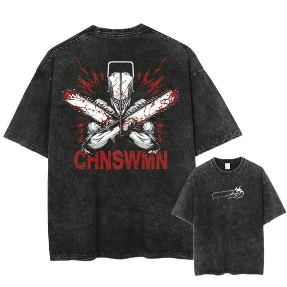 Chainsaw Man Men's Cotton Summer T-Shirts Vintage Tee Loose Fit Short Sleeve Casual Tshirts for Men Women 3XL