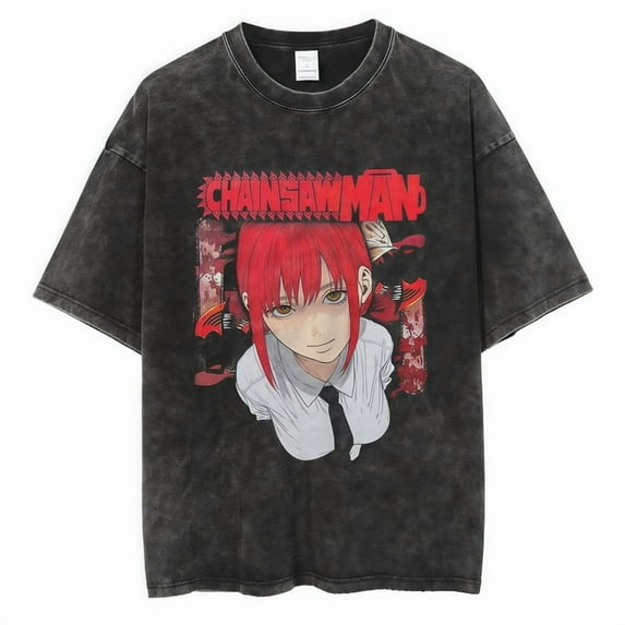 Chainsaw Man Men's Cotton Summer T-Shirts Vintage Tee Loose Fit Short Sleeve Casual Tshirts for Men Women S