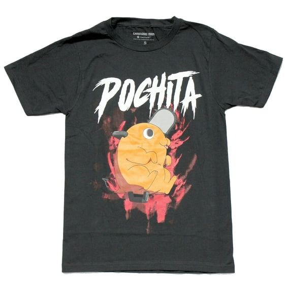 Chainsaw Man Mens T-Shirt - Kawaii Pochita W/ Bloody Background (Medium)