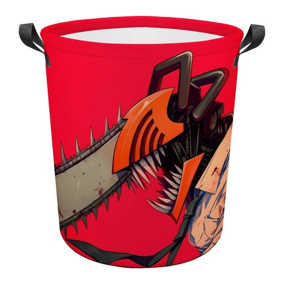 Chainsaw Man Pattern Dirty Clothes Basket 13in x 17in Waterproof And Wear-resistant Easy To Carry And Portable