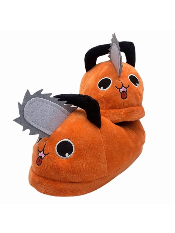Chainsaw Man Pochita Slippers Toys Winter Warm Plush Shoes 11'' Long For Kids Youth Home