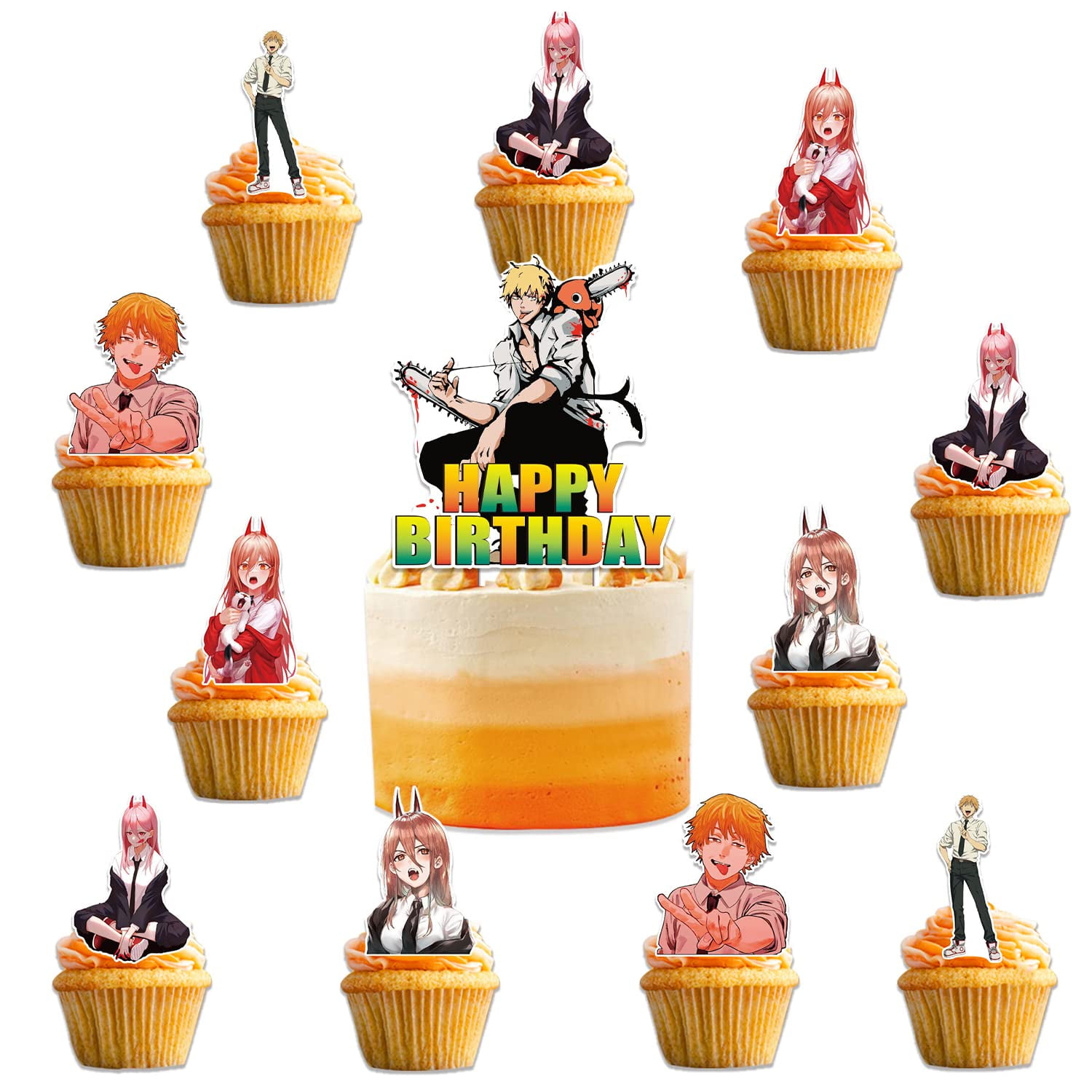 Chainsaw Man Theme Cake Decorations, 1pcs Chainsaw Man Cake Topper and