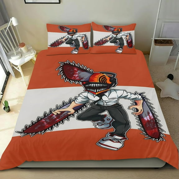 Chainsaw Man Themed Bed Sheet Set Three Piece Set 53x79 Inches Comfortable And Skin Friendly Unique Design Creating A Star Studded Night