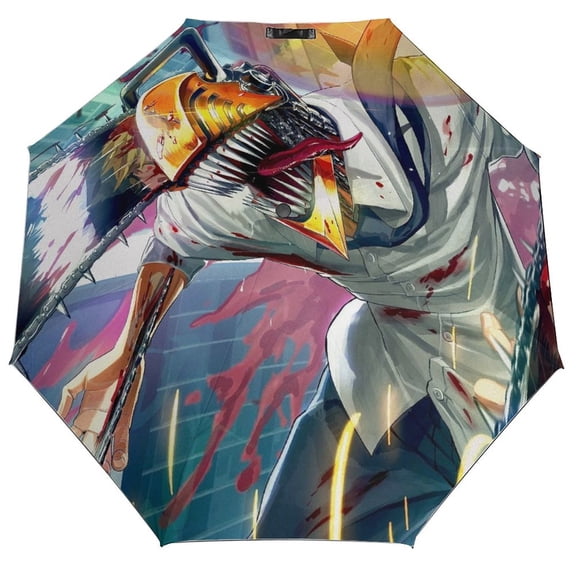 Chainsaw Man-theme 3 Fold Auto Umbrella sunshade for Outdoor activities gifts for fans,friends,family and Lovers