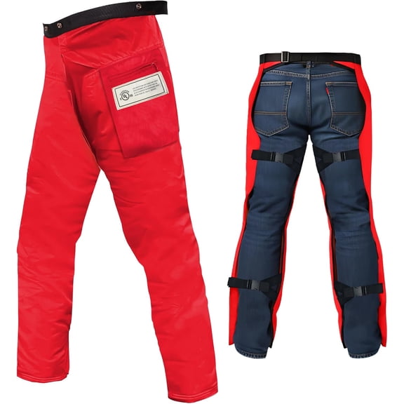 Chainsaw Safety Chaps- Heavy Duty Chainsaw Chaps for Men and Women | Orange Apron Style Safety Pants | Adjustable Waist | Water/Oil Resistant