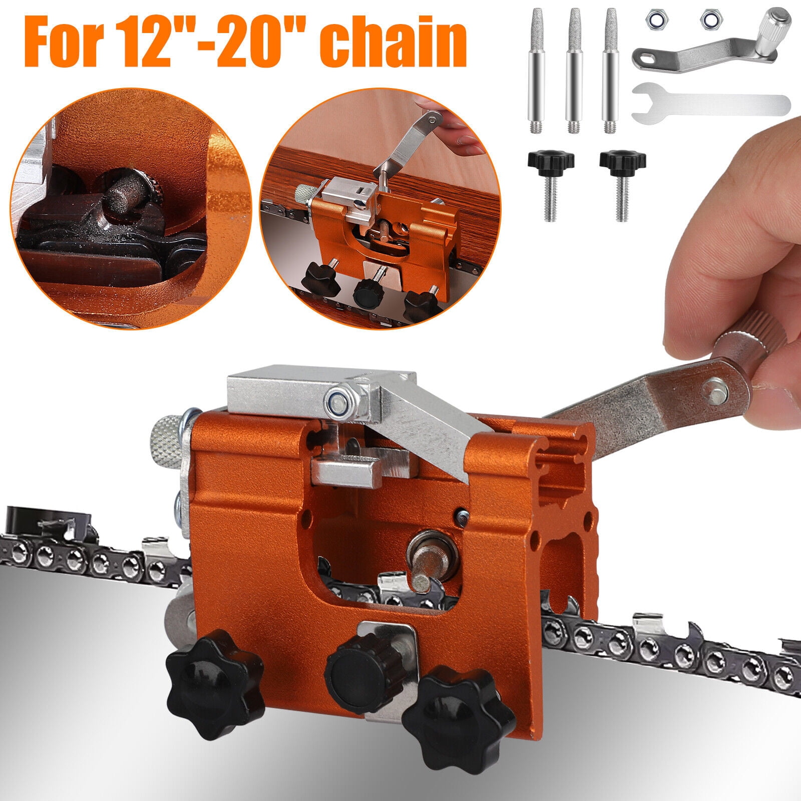 Chainsaw Sharpener,HandCranked Chainsaw Sharpening Jig Kit,Portable Chain Saw Shaperener Tool