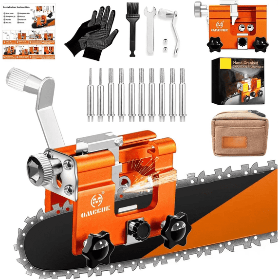 OMCCHK Chainsaw Sharpener Jig with 10 Titanium Bits, Universal Portable ...
