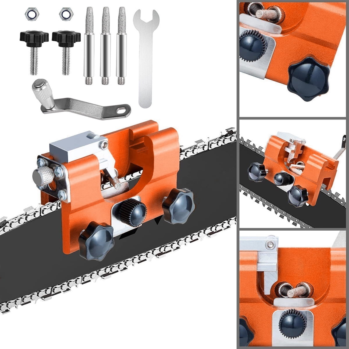 Chainsaw Sharpener Kit, Chainsaw Chain Sharpening Jig,Suitable for All Kinds of Chain Saws and
