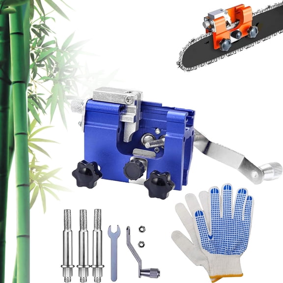 Chainsaw Sharpener, Portable Hand-Crank Chain Saw Sharpener Tool with Grinding Burrs, Manual Chainsaw Blade Sharpener for Woodworkers & Gardeners, Fits Most Chains