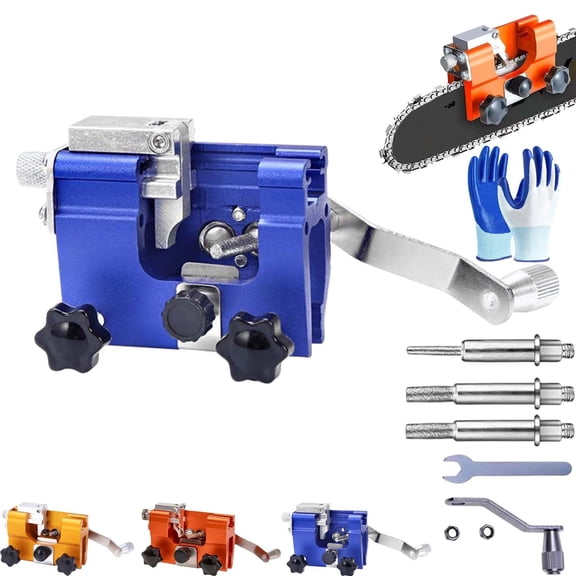 Chainsaw Sharpener Tool, Universal Chain Saw Sharpening Jig Kit with 5 Grinding Rods, Portable Chain Blade Sharpener for Gas & Electric Chainsaws