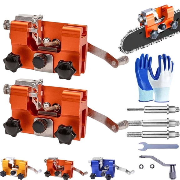 Chainsaw Sharpener Tool, Universal Chain Saw Sharpening Jig Kit with 5 Grinding Rods, Portable Chain Blade Sharpener for Gas & Electric Chainsaws