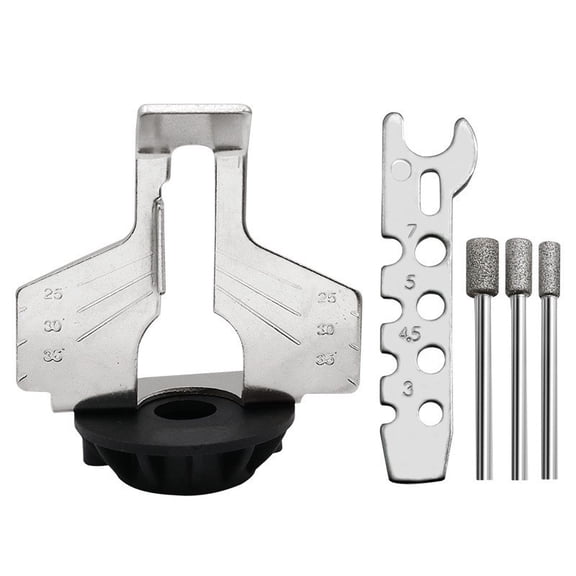 Chainsaw Sharpening Attachment Kit Rotary Tool, Chain Saw Blade Teeth Sharpener Set, Sharpening Attachment with Drill Head and Ruler for Gardening Lawn Mower Chainsaw