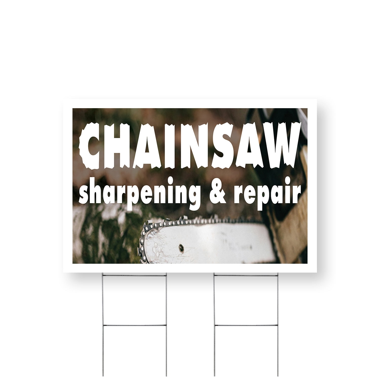 Chainsaw Sharpening and Repair Yard Sign 24 Inch x 36 Inch Double Sided ...