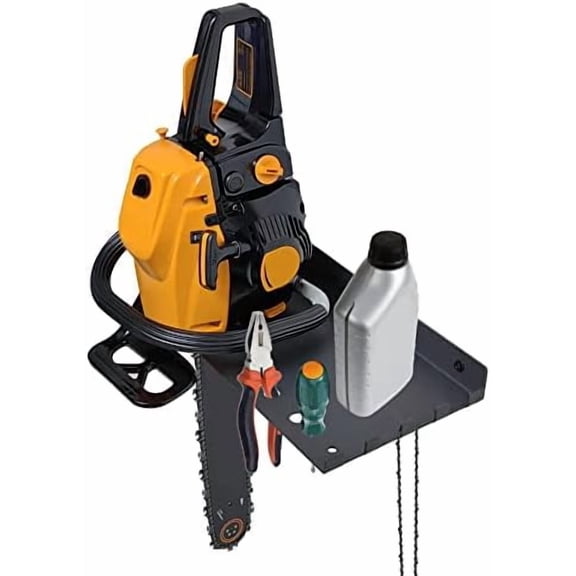 Chainsaw Shelf Stand Holder Garage Storage Wall Organizer, Chainsaw Wall Mount Hanger Hook Chain Saw Rack Accessories Tool Black Metal Floating Shelf$$Tools