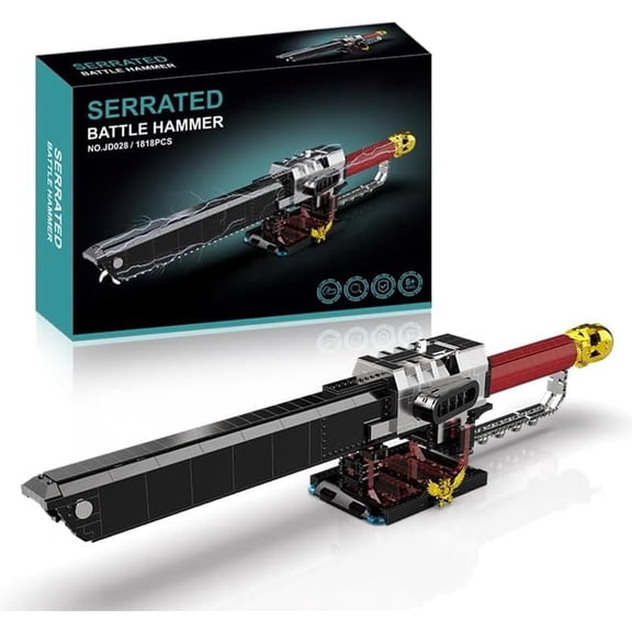 Chainsword Building Block Sets for Men, 40K Speace Marine Motor-Drive Detailed Fantasy Weapon Replica, STEM Engineering Toys