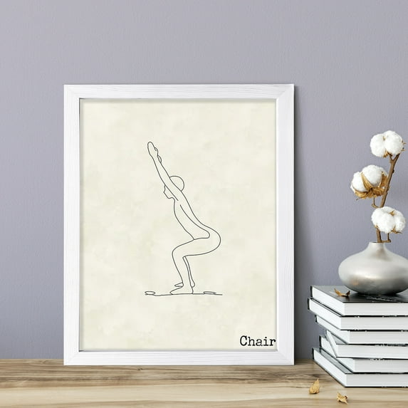 Chair, 5 x 7 White FRAMED Print Yoga Wall Art