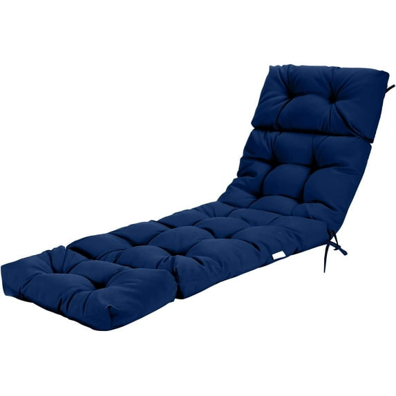 Chair, 72” x 22” x Chaise Lounge w/4 String Ties, Thickened, Tufted Patio Recliner for Outdoor Indoor Cushions, Navy