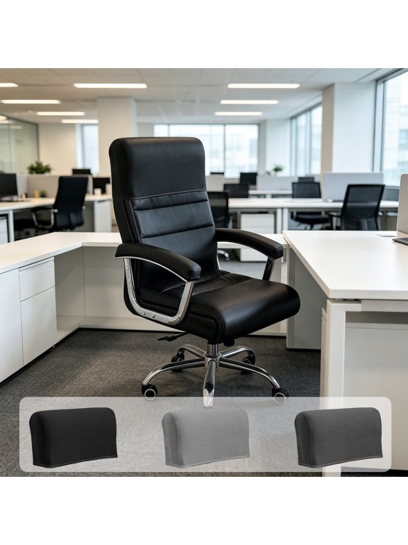 Chair Back Cover,Office Headrest Sleeve Elastic Stretch Wipeable Protective Fabric,Seat Shield For Boss Chair Half Back Wear Stain Block Daily Use(Black)
