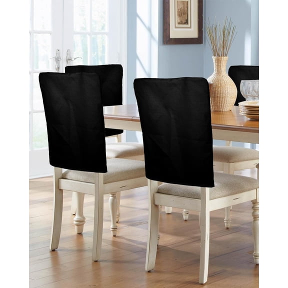 Chair Back Covers for Dining Room, Black Linen Polyester Back Chair Protector, 20 x 19 Inches Pure Black 8 Pcs Scratchproof Chair Back Cover for Party