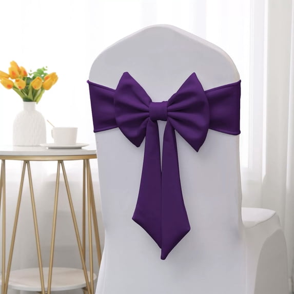 Chair Back Decoration Cover, Elastic Bow Chair Sash, Banquet Chair Back Decor for Wedding Hotel Party Event Seating Decoration