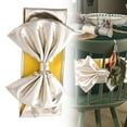 thumbnail image 1 of Chair Bows,1PCS Christmas Satin Elastic Chair Sashes Bows,Christmas Chair Bows Covers Back Sash for Wedding Reception Events Hotel Chair Covers for Dining Chairs Xmas Party(Beige), 1 of 9