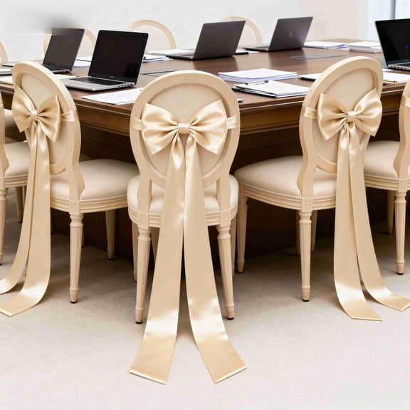 Chair Bows Chair Sashes, Soft Fabric Wedding Christmas Event Decor, Adjustable Tie Bows For Holiday Party Banquet Chairs
