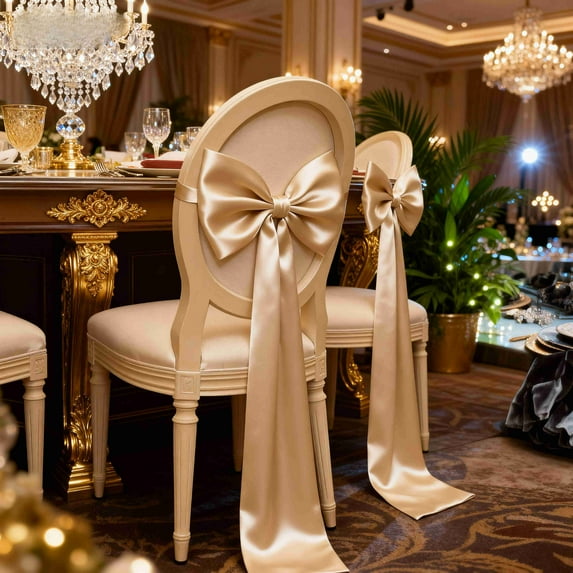 Chair Bows Chair Sashes, Wedding Christmas Event Chair Accents, Durable Fabric Tie Bows For Holiday Party Banquet Decor