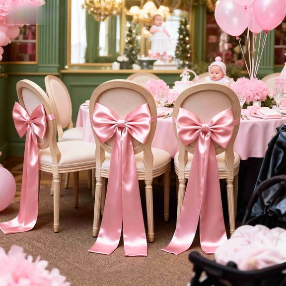 Chair Bows Chair Sashes, Wedding Christmas Event Chair Accents, Durable Fabric Tie Bows For Holiday Party Banquet Decor