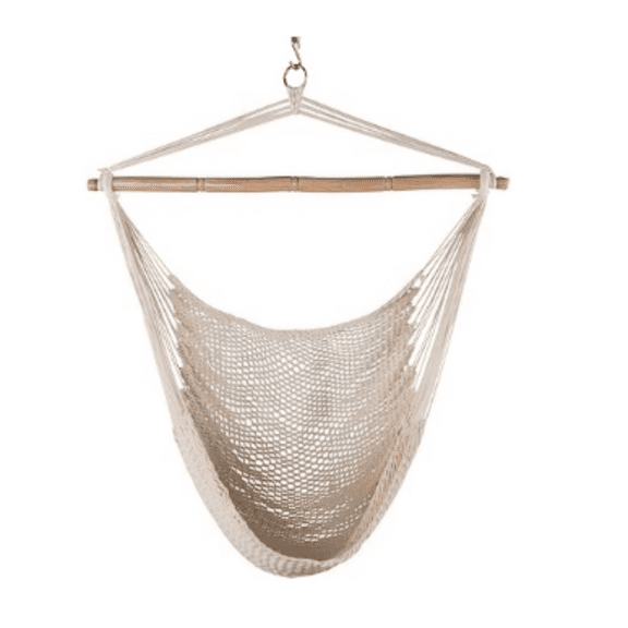 Chair Caribbean Hanging Rope Weaving Chair with 40" Hardwood Spreader Bar and Soft-Spun Cotton Rope for Indoor/Outdoor Backyard & Living Room, Max 300 LBS, Natural