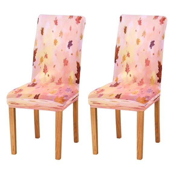 Chair Cover 2 Pack Removable Dining Chair Protectors Washable Chair Slipcovers Seat for Home Wedding Decor Autumn Leaves Falling
