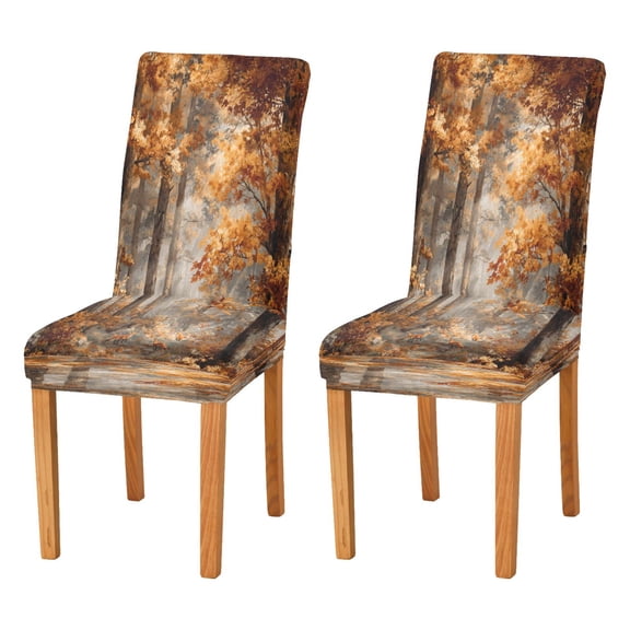 Chair Cover 2 Pack Removable Dining Chair Protectors Washable Chair Slipcovers Seat for Home Wedding Decor Beautiful Autumn Forest