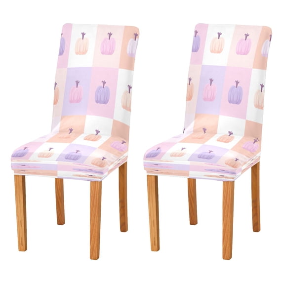 Chair Cover 2 Pack Removable Dining Chair Protectors Washable Chair Slipcovers Seat for Home Wedding Decor Cute Pumpkins Pattern