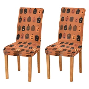 Chair Cover 2 Pack Removable Dining Chair Protectors Washable Chair Slipcovers Seat for Home Wedding Decor Pumpkin Funny Face Pattern