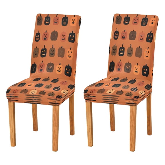 Chair Cover 2 Pack Removable Dining Chair Protectors Washable Chair Slipcovers Seat for Home Wedding Decor Pumpkin Funny Face Pattern