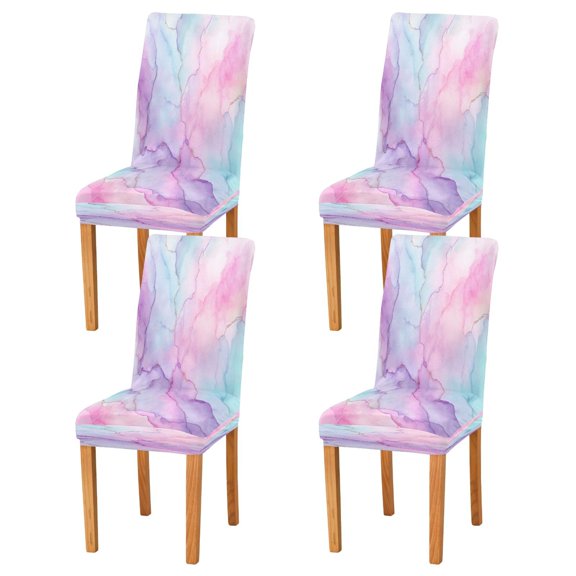 Chair Cover 4 Pack Removable Dining Chair Protectors Washable Chair Slipcovers Seat for Home Wedding Decor Pastel Pink Marble Texture
