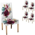 thumbnail image 1 of Chair Cover 4 Pack Water Floral Bouquet Burgundy Red Navy Blue Roses Peonies Leaves Kitchen Chair Slipcovers Classy Decor for Home and Banquet, 1 of 5