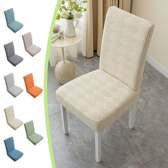 Elastic Dining Chair Cover, Flock Fabric Half Round Cushion Backrest Protector, Machine Washable Universal Fit