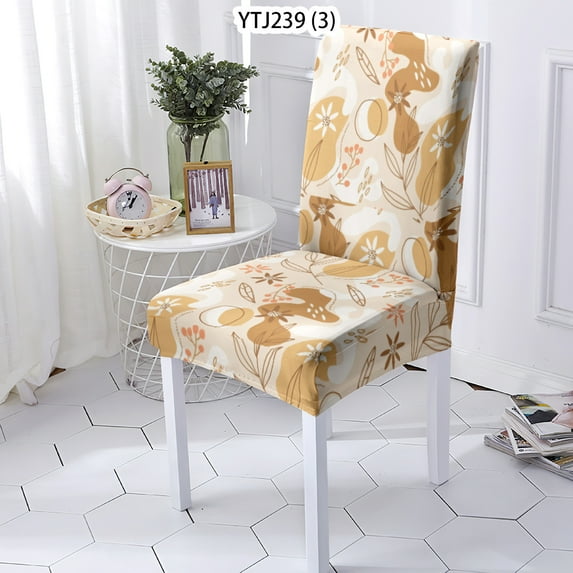 Chair Cover Coloured Drawing Pattern Elastic sMaterial Chaise Removable Seat Cover Stretch Dinner