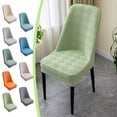 thumbnail image 1 of Elastic Dining Chair Cover Half Round, Flock Fabric Protective Slipcover, Machine Washable Stretch Fit Universal Chair Backrest, 1 of 9