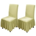 thumbnail image 1 of Chair Cover for Dining Room,Stretch Chair Slipcover with Skirt Furniture Protector Washable Non-slip Jacquard Parsons Chair Protector for Wedding Restaurant Banquet Decor-2 Pcs-light green, 1 of 9