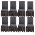 thumbnail image 1 of Chair Cover for Dining Room,Stretch Chair Slipcover with Skirt Furniture Protector Washable Non-slip Jacquard Parsons Chair Protector for Wedding Restaurant Banquet Decor-8 Pcs-Dark gray, 1 of 9