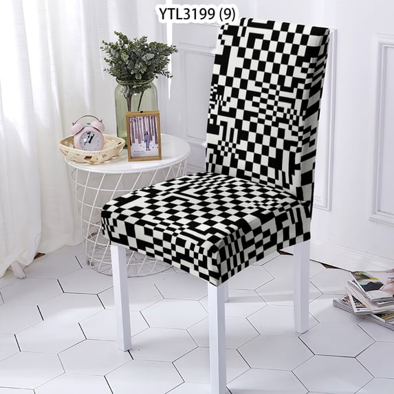 Chair Cover Geometric Painting Material Chairs CoversChaise RemovableStretch Dinner Room Anti-Dirty