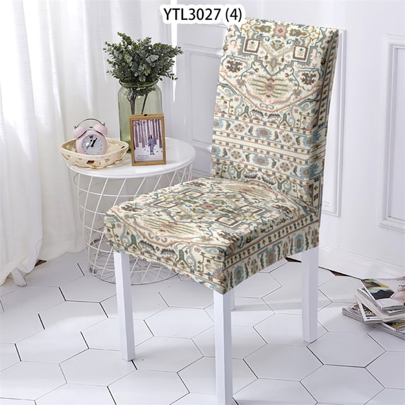 Chair Cover Geometry Lattice Style Chair Cases Furniture Kitchen Chairs Cover Plant Flowers Pattern