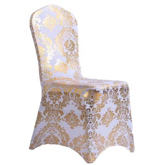 Chair Cover Gold Foil Print Elastic Chair Slipcovers Washable Stretch Fabric for Holiday and Conference Room Chairs
