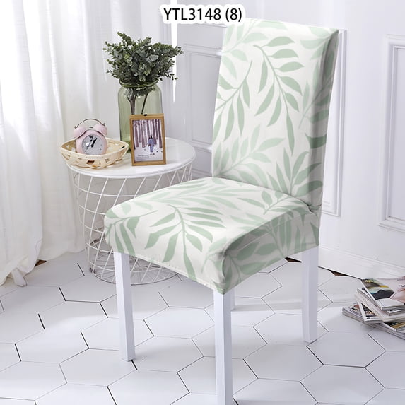 Chair Cover Green Plants Elastic sMaterial Chaise Removable Seat Cover Stretch Dinner Room Anti-Di