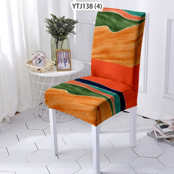 Chair Cover Landscape Painting Elastic sMaterial Chaise Removable Seat Cover Stretch Dinner Room A