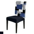 thumbnail image 1 of Chair Cover Navy Blue Black Grey Patchwork Abstract Art Dining Spandex Stretch Seat Covers Home Off, 1 of 5
